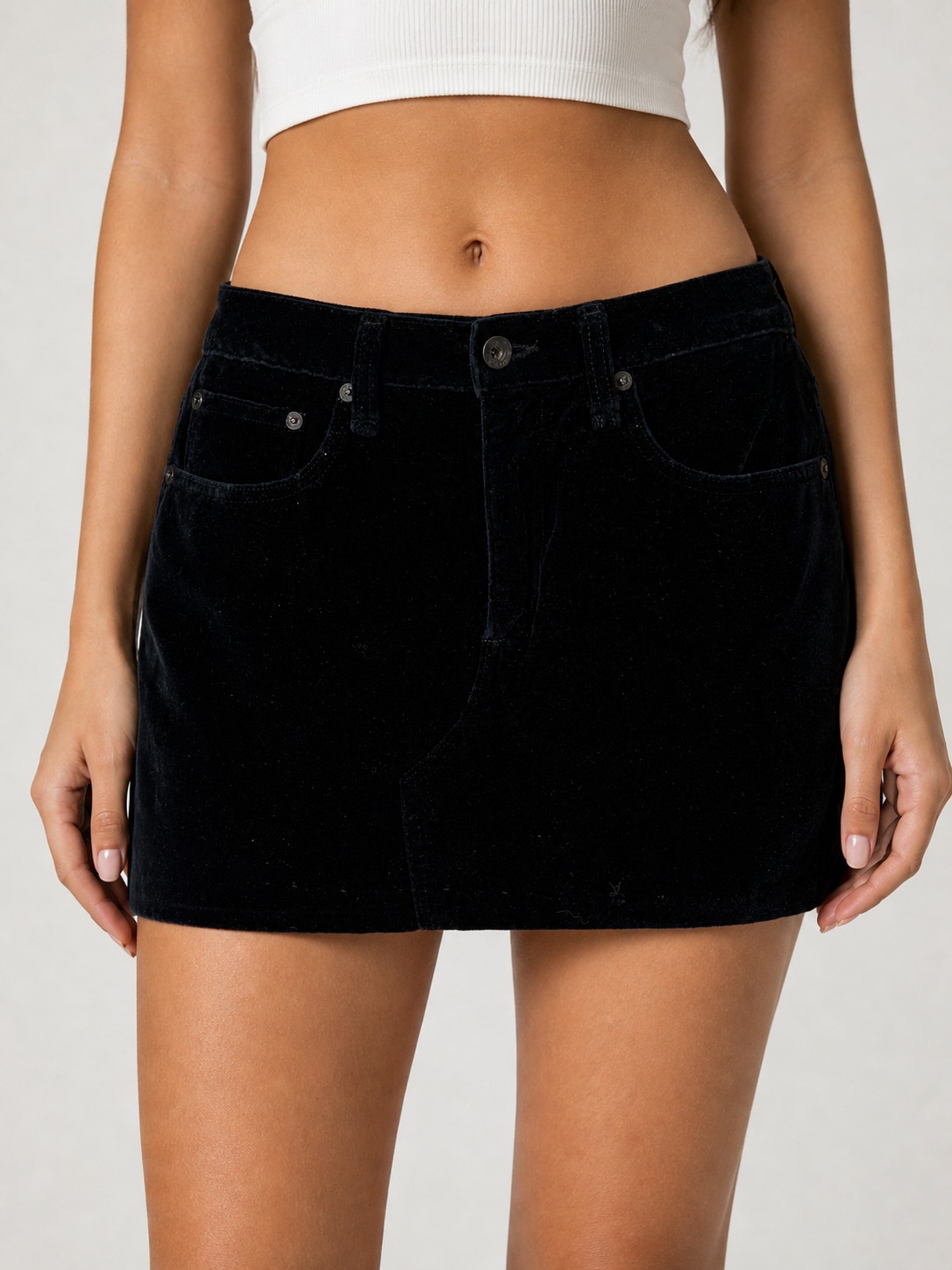 Rag & Bone / Jean Black Velvet Mini Skirt Size 26 Y2k Coquette Whimsygoth 90s 80